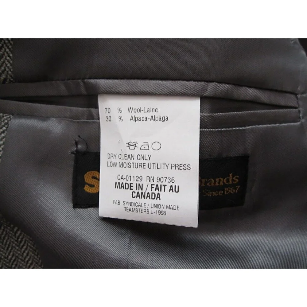 New Vtg Chaps Ralph Lauren Men Wool/Alpaca Herringbone Blazer Sz 50R(MJ10)Canada
